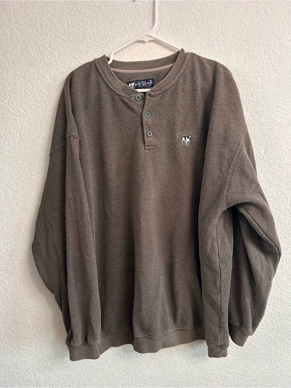 Big Dogs Men's Crewneck Henley Sweater in Brown